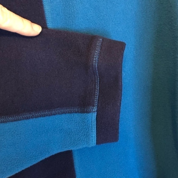 LLBEAN Mens Black and Blue 1/4 Zip Fleece Pullover Size Large - Picture 6 of 9